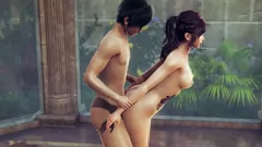 play 3D-MILF wird mit ihrem großbusigen Ehemann im öffentlichen Bad unartig